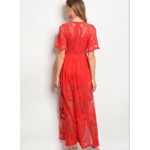 ‘Dawning’ Red Romper Dress - Picture 2 of 4